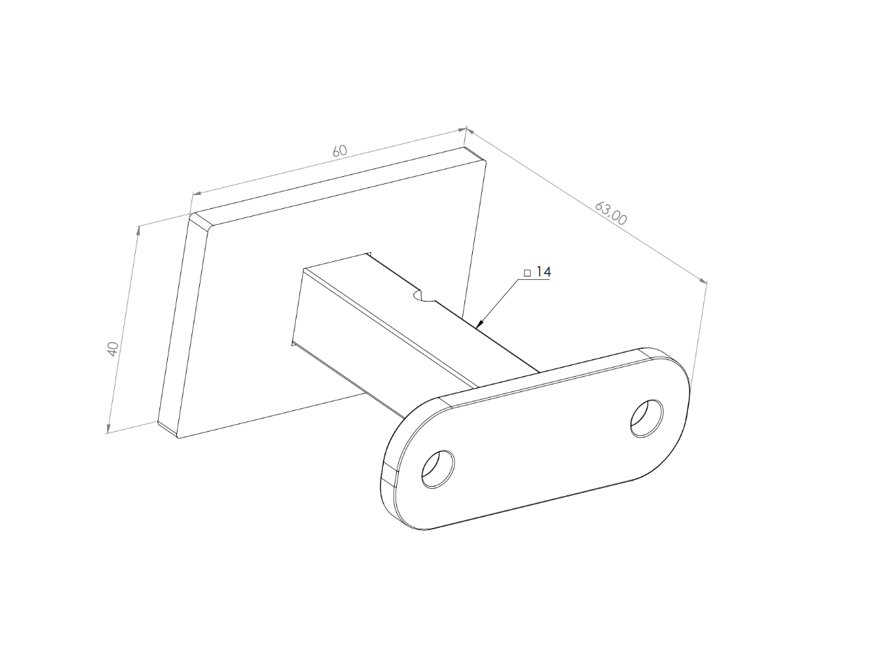 Leuningdrager model 16 vierkant - tekening
